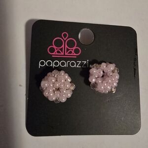 Paparazzi Light Pink Crystal Cluster Stud Earrings